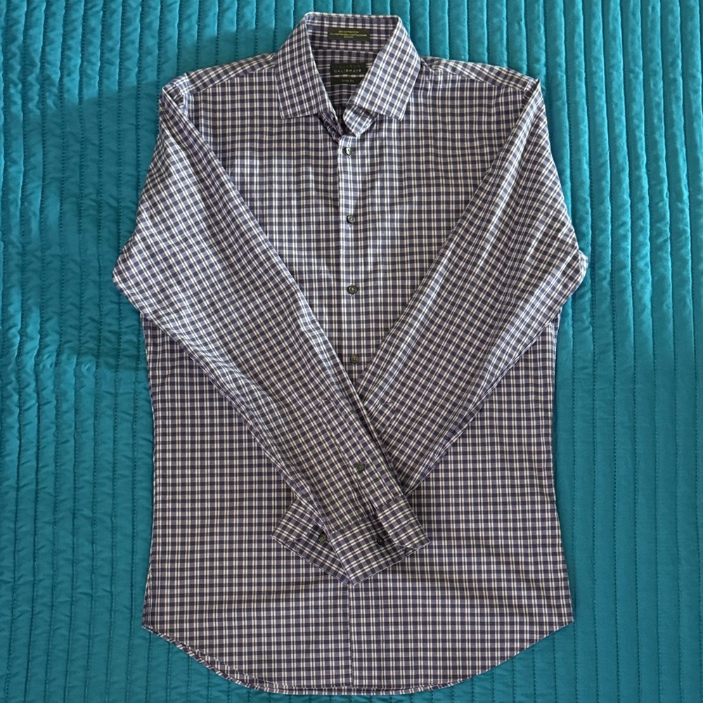 C2 by Calibrate Men's Plaid Shirt - Black and White